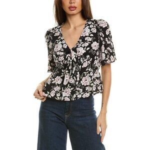 Saltwater Luxe Jayleen Sustainable Garden Paradise Short Sleeve Top Black XS